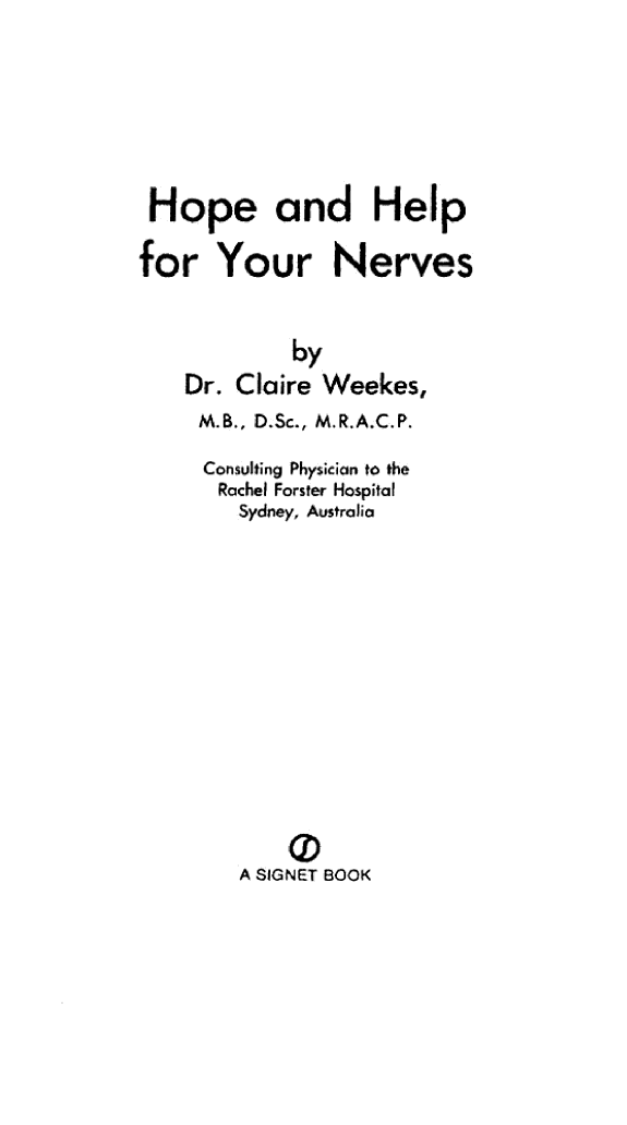 Hope and Help for Your Nerves book cover